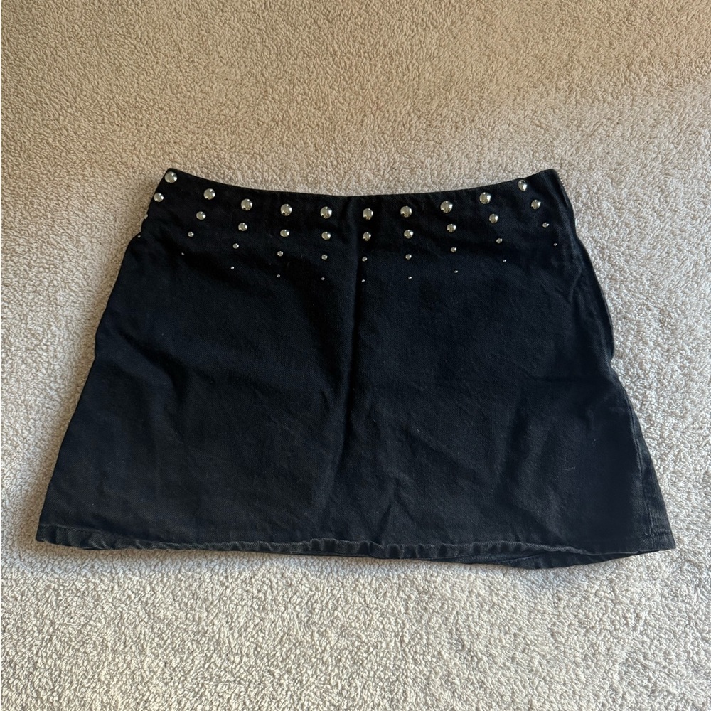 Zara Black Mini Skirt with Silver Details